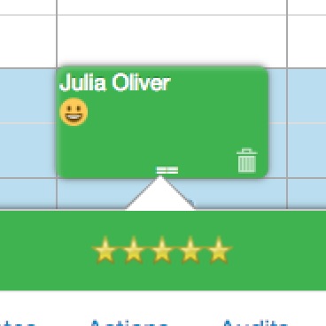 5 star rating from Julia Olivia as seen on a professional's GOrendezvous' schedule