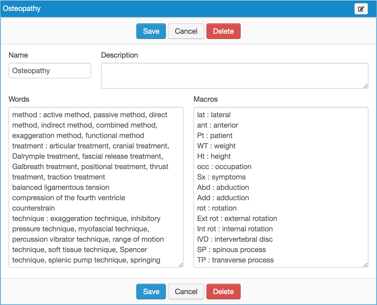 A customized lexicon allowing a professional to accelerate future note taking