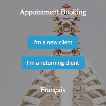 GOrendezvous booking appointment window for a chiropractor