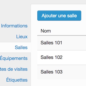 Paramètres des salles dans GOrendezvous